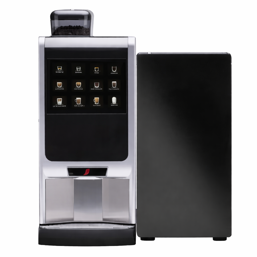 Nescafé iPilot with milk chiller — bean to cup + soluble + fresh milk, 20–70 pax